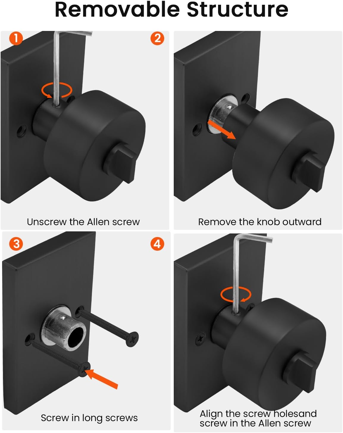 Haidms Black Door Knob with Deadbolt, Zinc Alloy Matte Black Exterior Door Lock Set, Heavy Duty Front Door Knob and Deadbolt Set with Lock and Key, Reversible Modern Secure Entry Hardware (2 Pack)