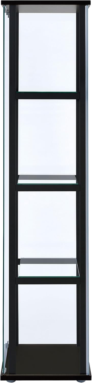 Coaster Home Furnishings Cyclamen 64-inch 5-Tier Clear Tempered Glass Curio Cabinet Display Case with Shelving Black 950171
