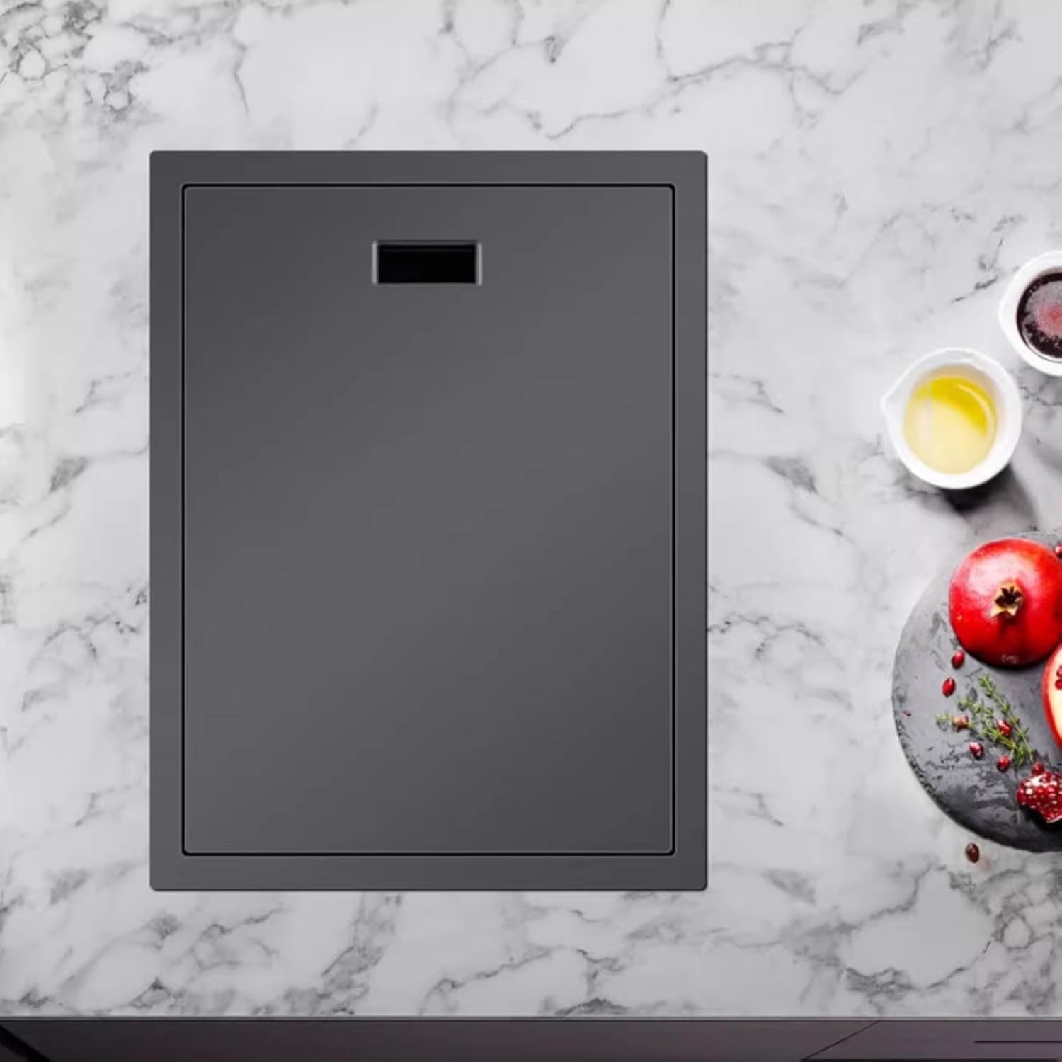 Black Sink with Cover Single Bowl Sink with Foldable Faucet Single Bowl Sink Hidden Sink Undercounter Sink(One Color-32x43cm