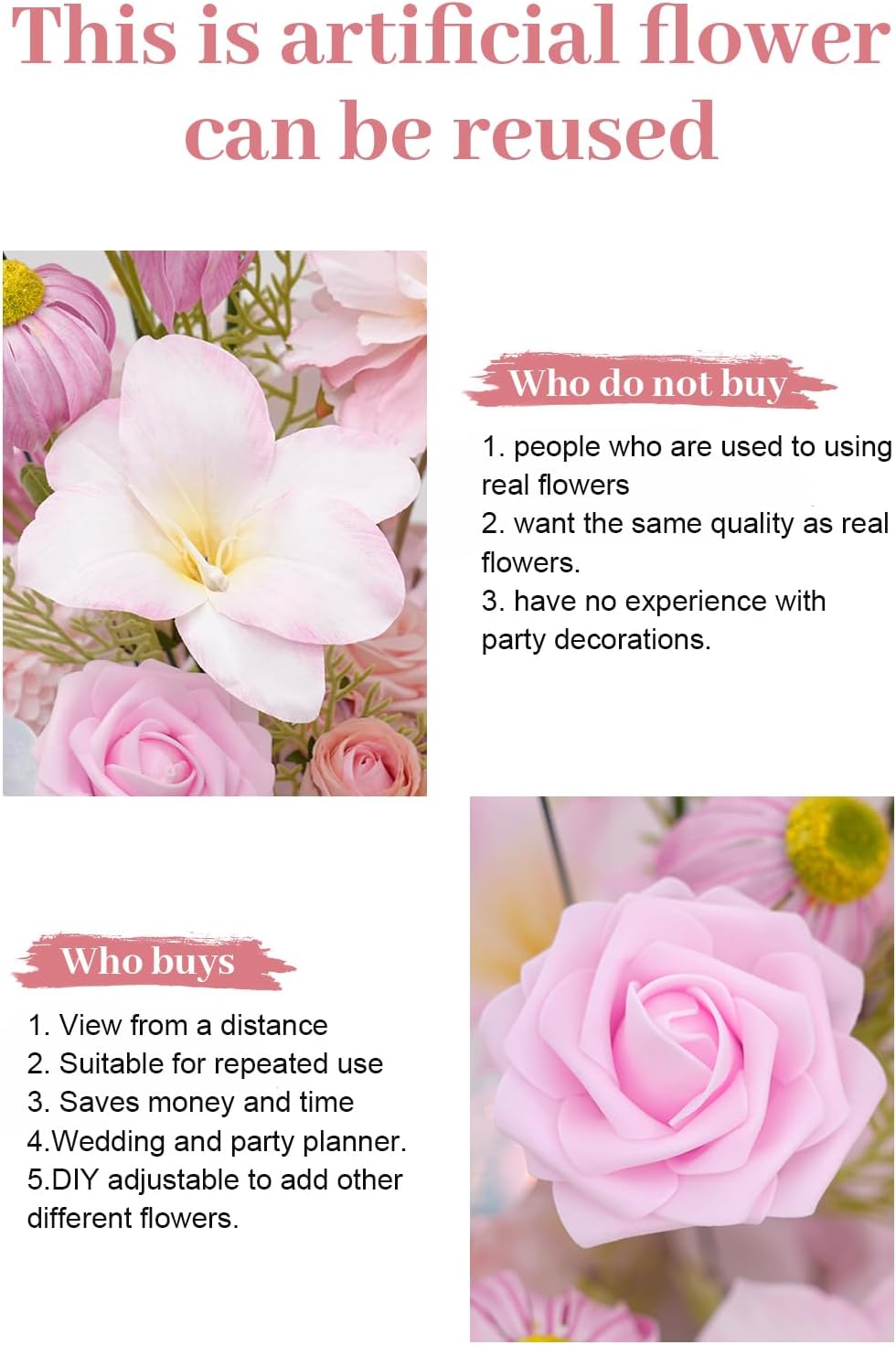 2pcs19inch Pink Free Standing Flowers Ball Bouquet Artificial Rose Arrangements Balls for Wedding Centerpieces Tables Chair Aisle Runner Flowers Decoration