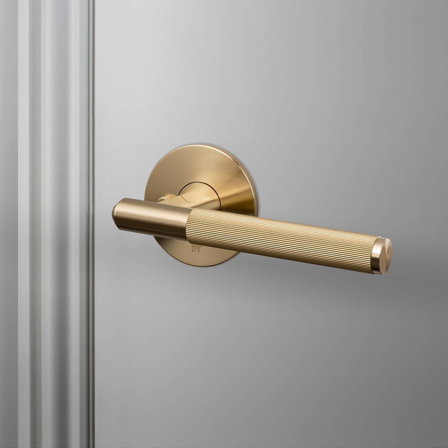 Buster and Punch Door Handle Set Privacy Linear Knurl Welders in Black