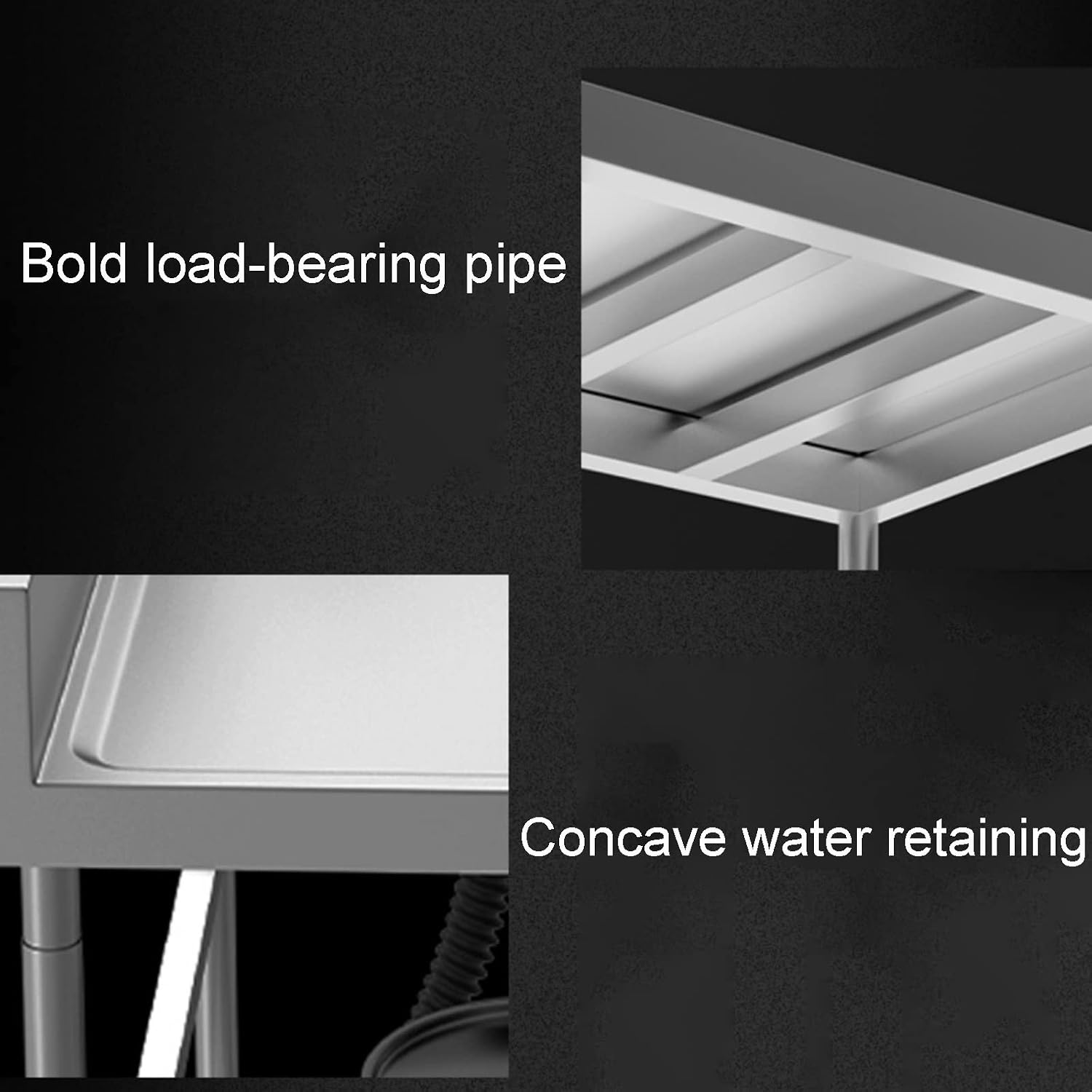 Movable Stainless Steel Kitchen Sink, Commercial 304 Stainless Steel Single Sink Bowl Restaurant Table Utility Sink Washing Hand Basin W/Faucet for Indoor Outdoor