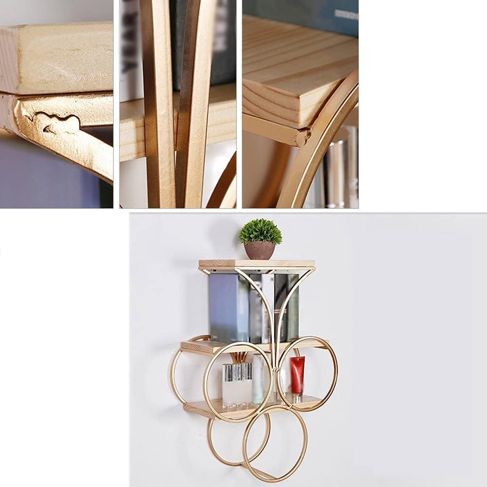 Corner Shelves Wall Mounted Floating Shelves Paint Process 3 Tier Golden Wall Decoration Shelf Wall Rack Strong Bearing Capacity Large Storage Rack for Room/Kitchen/Office