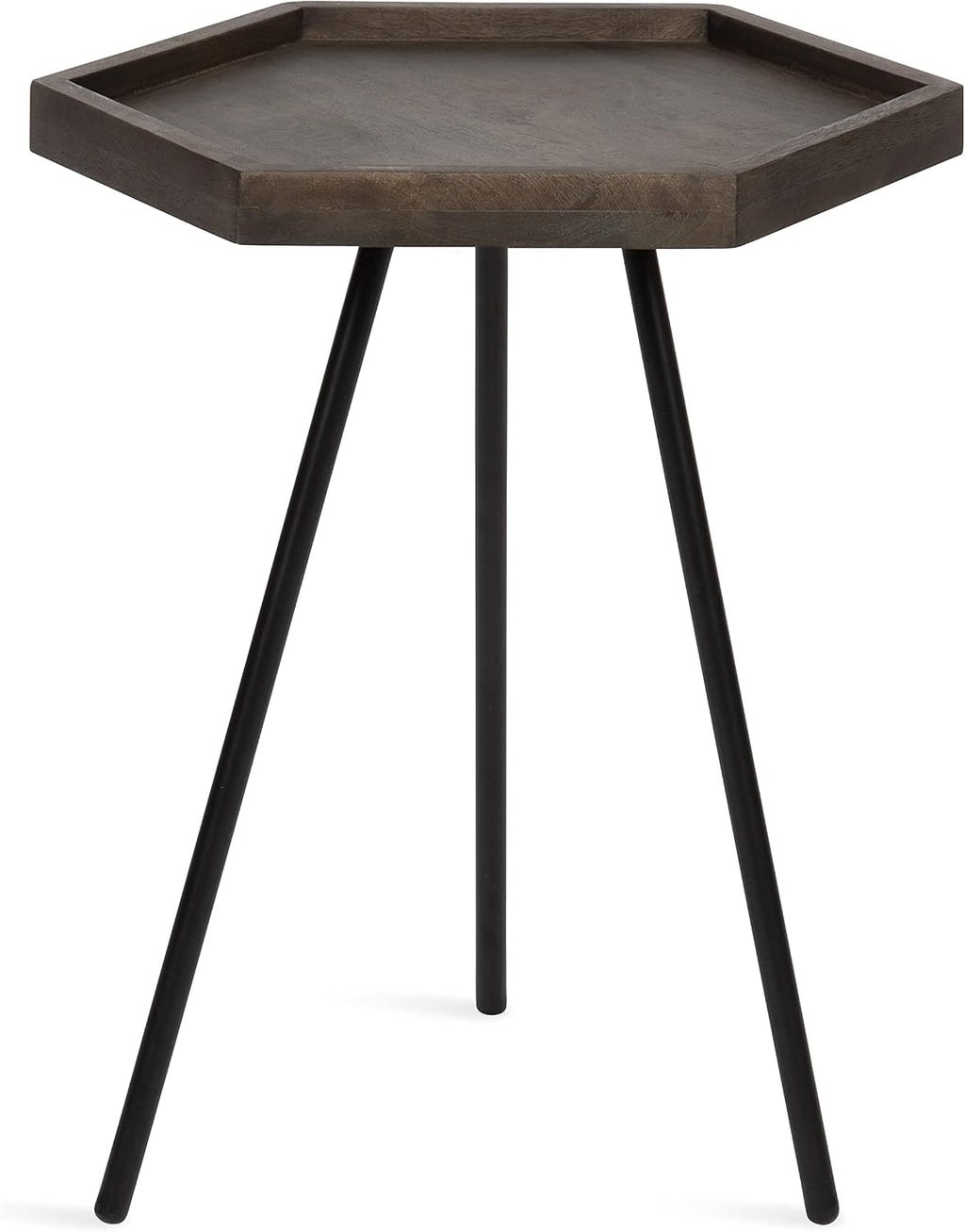 Kate and Laurel Kashvi Modern Side Table; 17 x 15 x 20; Graywash; Decorative Farmhouse Hexagon Bedroom Nightstand Table for Storage and Display