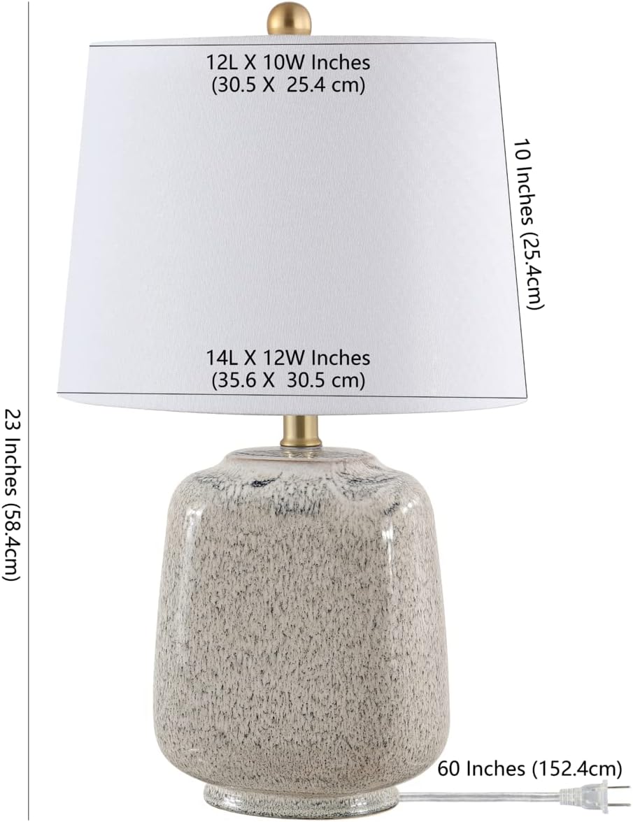 SAFAVIEH Lighting Collection Marlowe Modern White Glass 25-inch Bedroom Living Room Home Office Desk Nightstand Table Lamp Set of 2 (LED Bulbs Included)