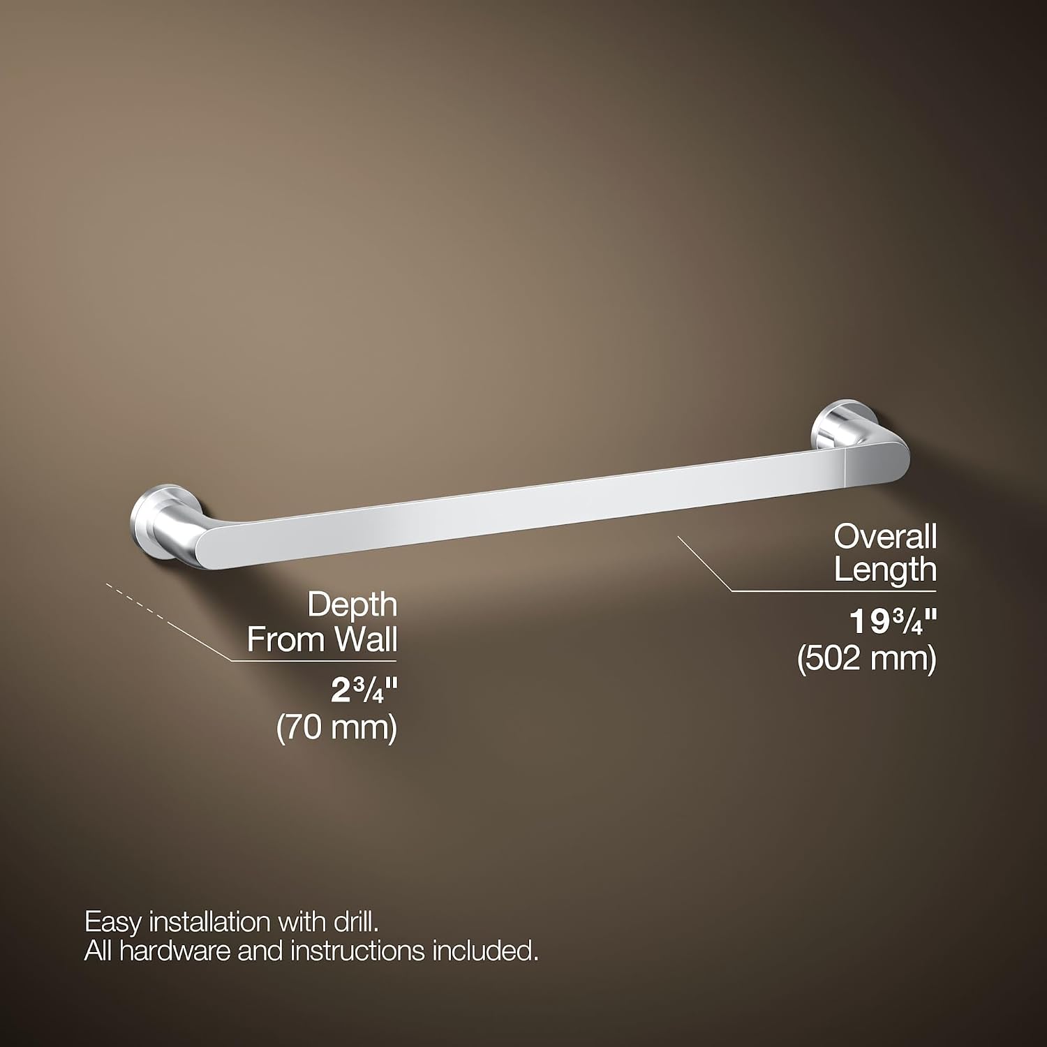 Kohler 97494-CP Avid® 18' Towel bar, Polished Chrome