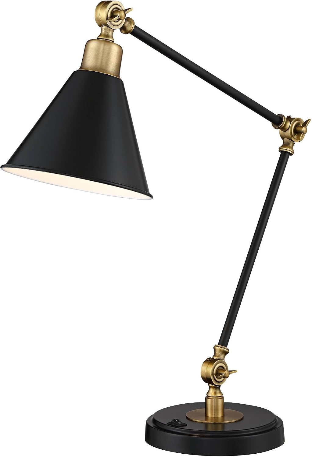 360 Lighting Wray 26 3/4' High Modern Adjustable Desk Lamp with USB Charging Ports A+C Painted Black Brass Metal Cone Shade for Living Room Bedroom House Bedside Nightstand Home Office Reading