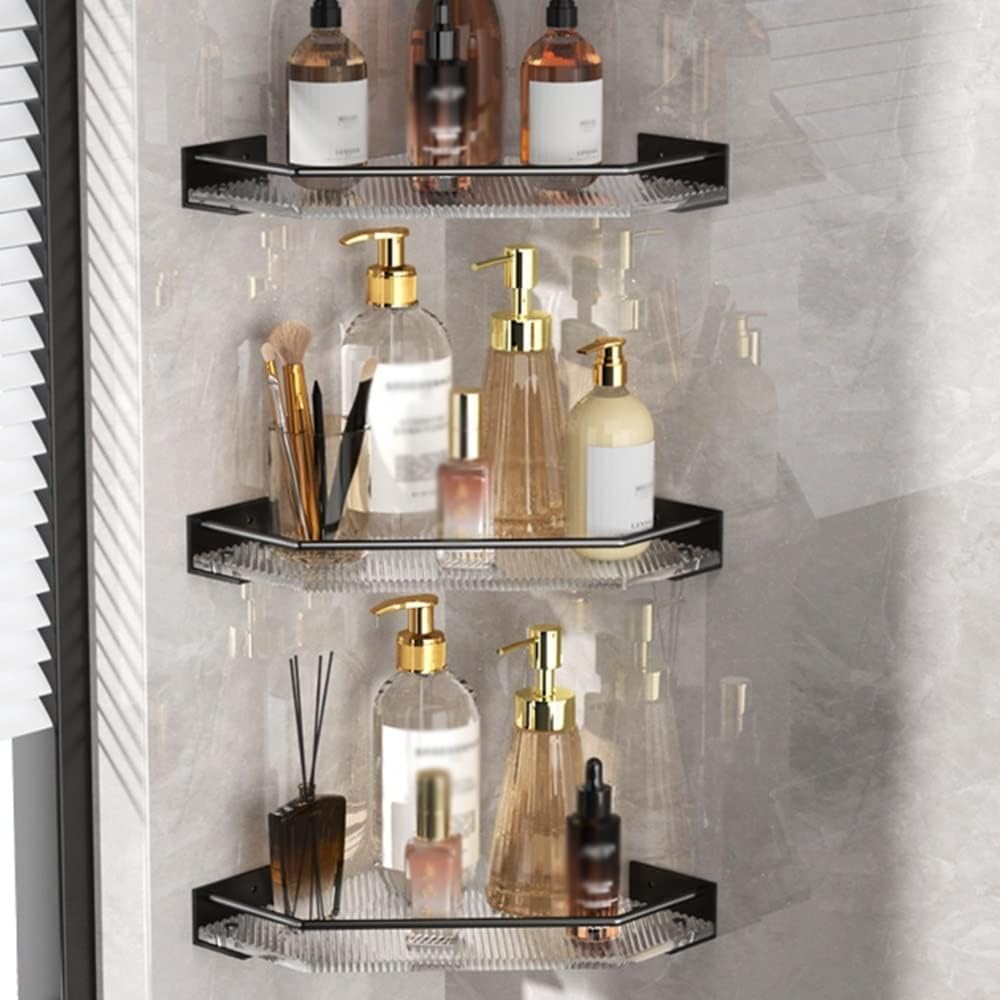 Corner Shower Caddy - Wall Mounted Acrylic Shower Shelves, Bathroom Storage Organizer for Efficient Shower Organization