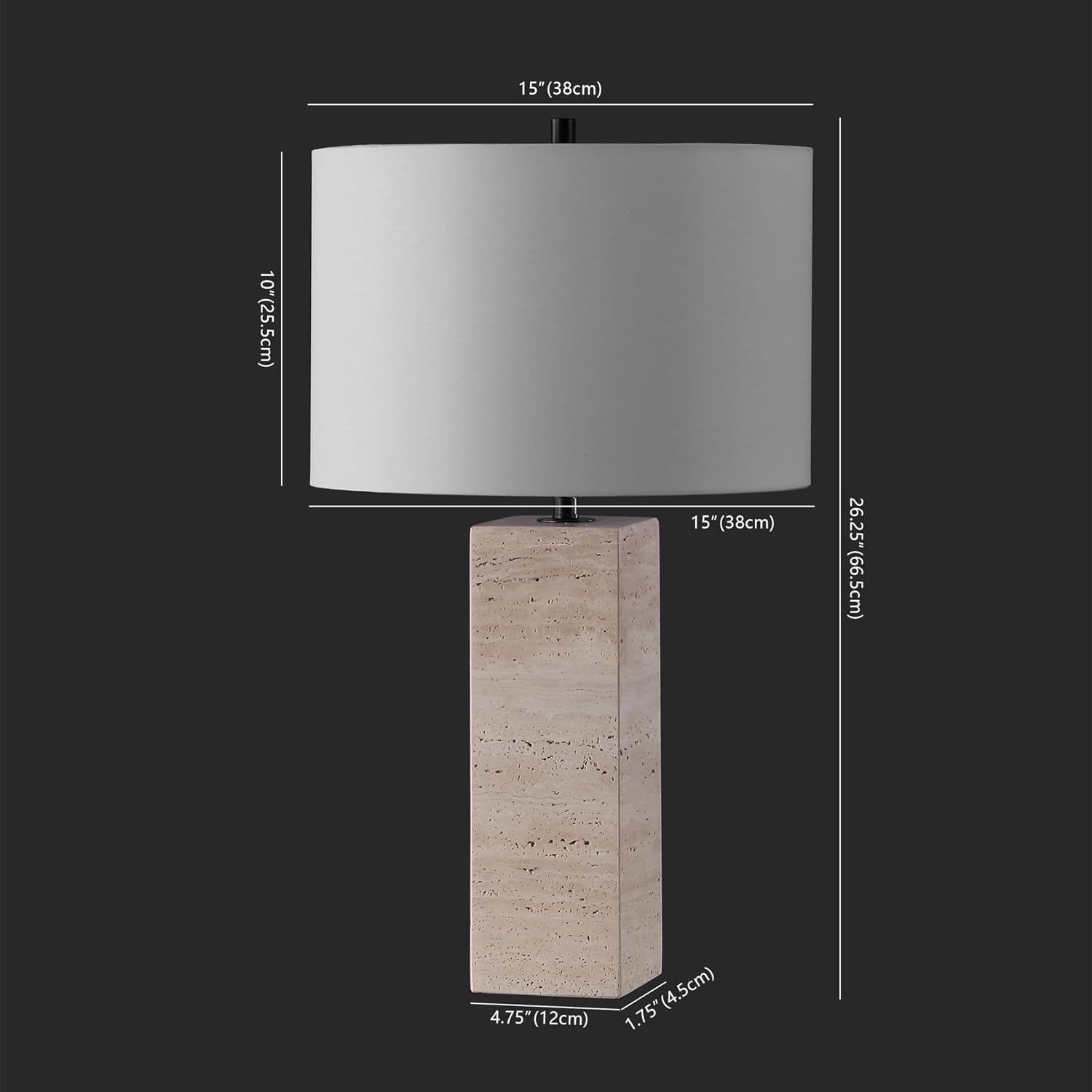SAFAVIEH Couture Collection Katebryn Travertine/Black 26-inch Dimmable Table Lamp for Bedroom Living Room Home Office Desk Nightstand