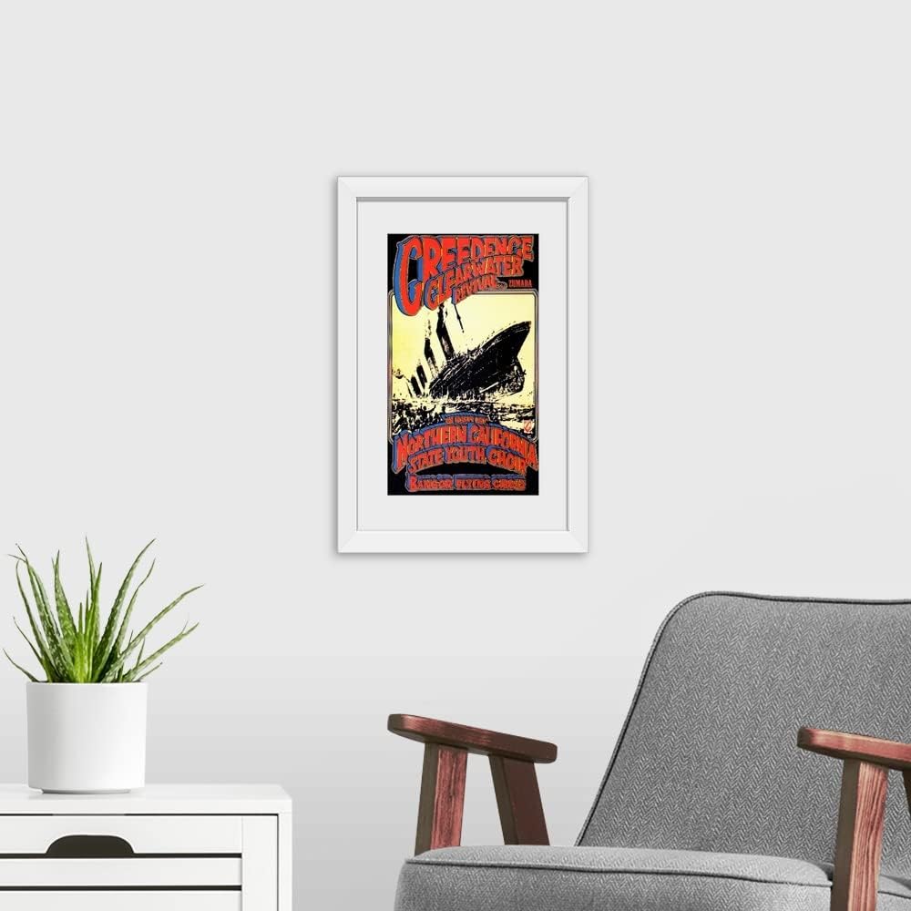 GREATBIGCANVAS Creedence Clearwater Revival Poster White Framed Wall Art Print, Classic Rock Artwork