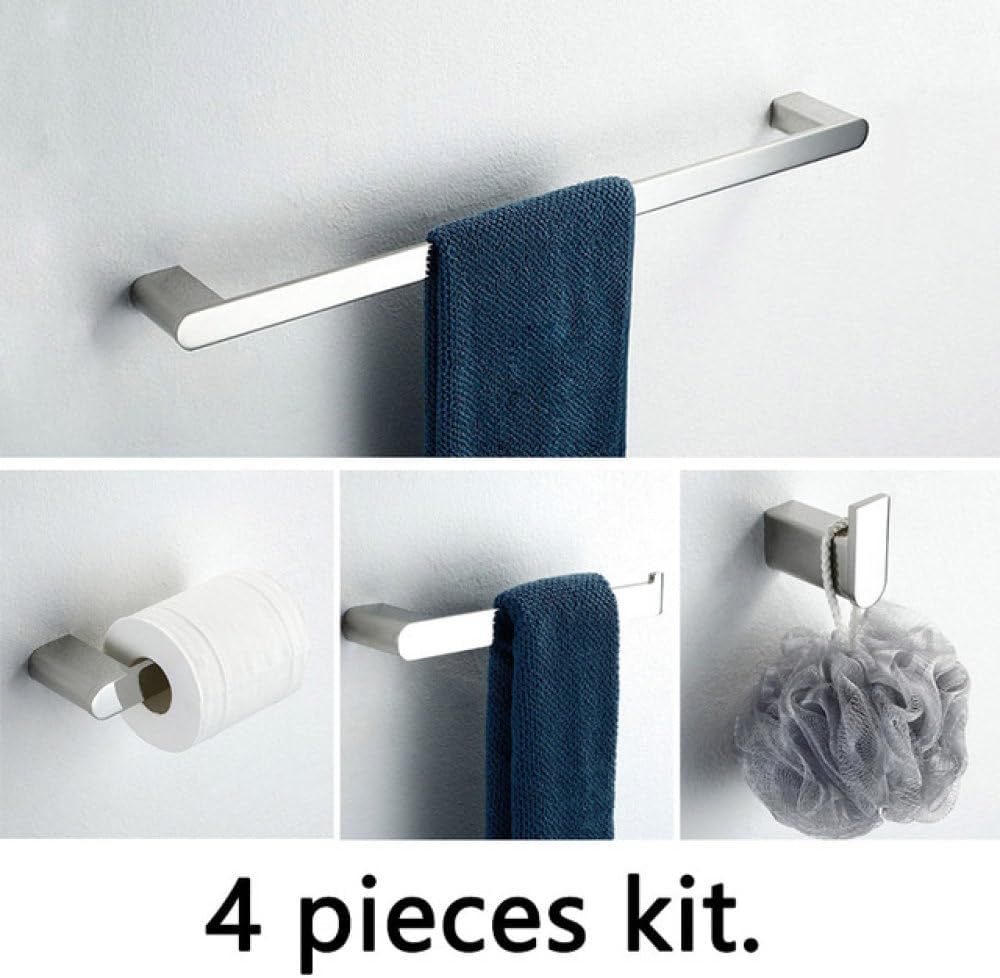 Silvery Mirror Chrome Polished Bathroom Hardware Set Towel Rack Toilet Paper Holder Soap Dish Towel Bar Hook Bathroom Hardware,4 Pieces kit.