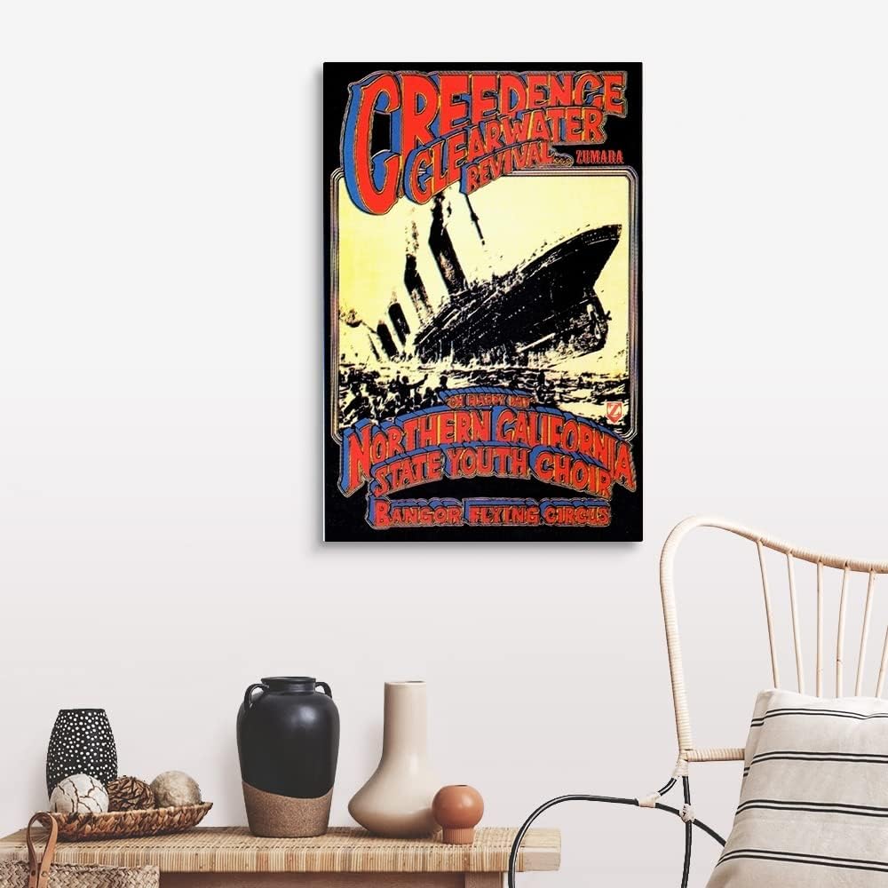GREATBIGCANVAS Creedence Clearwater Revival Poster Canvas Wall Art Print, Classic Rock Home Decor Artwork, 24'x36'