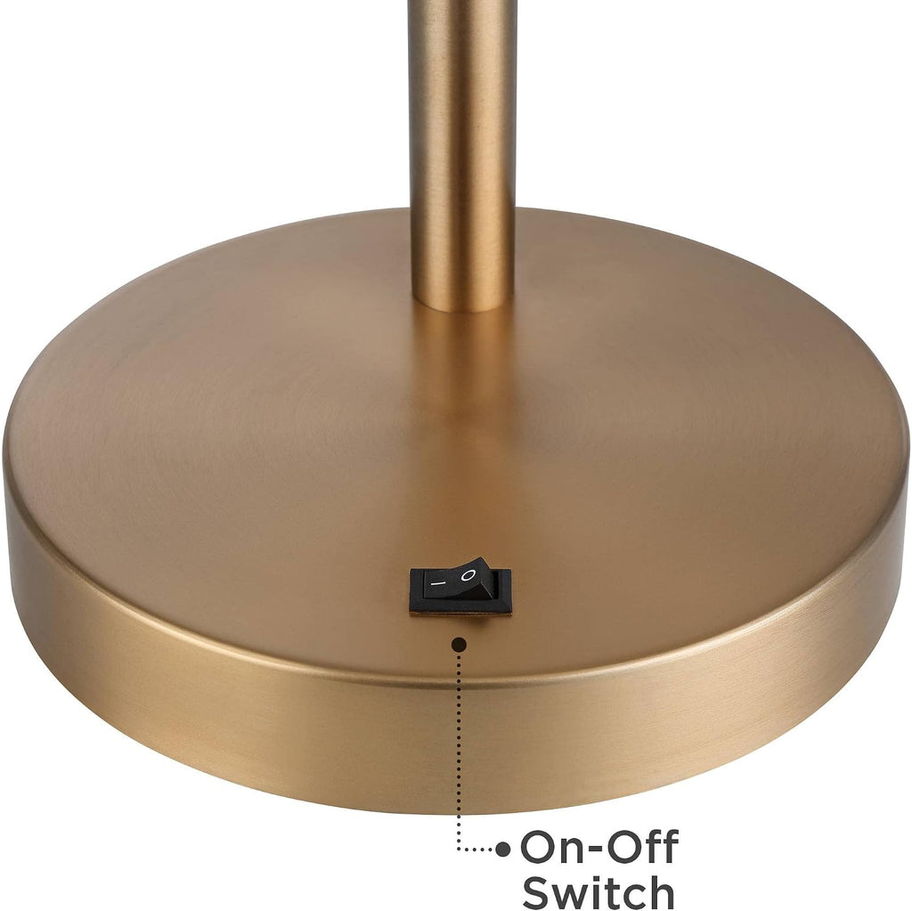 360 Lighting Colborne Mid Century Modern Industrial Desk Table Lamp LED with USB Charging Port 28' Tall Antique Brass Black for Living Room Bedroom House Bedside Nightstand Home Office