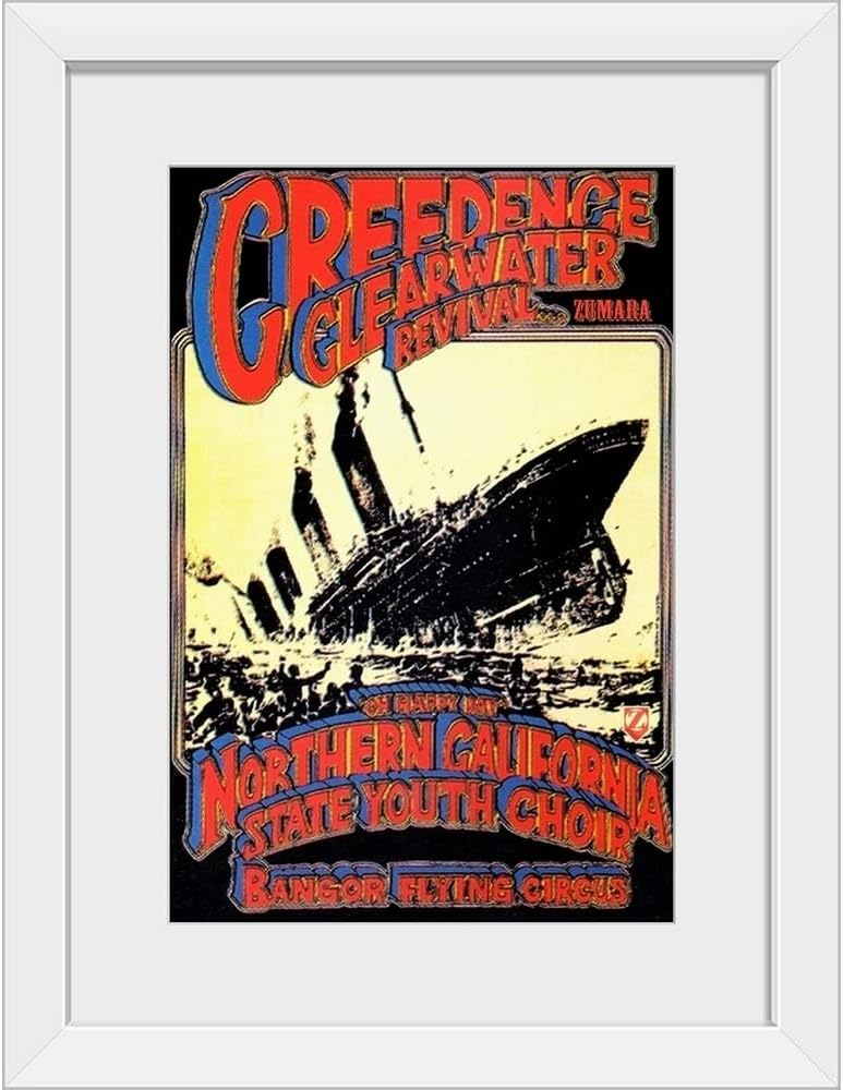 GREATBIGCANVAS Creedence Clearwater Revival Poster White Framed Wall Art Print, Classic Rock Artwork