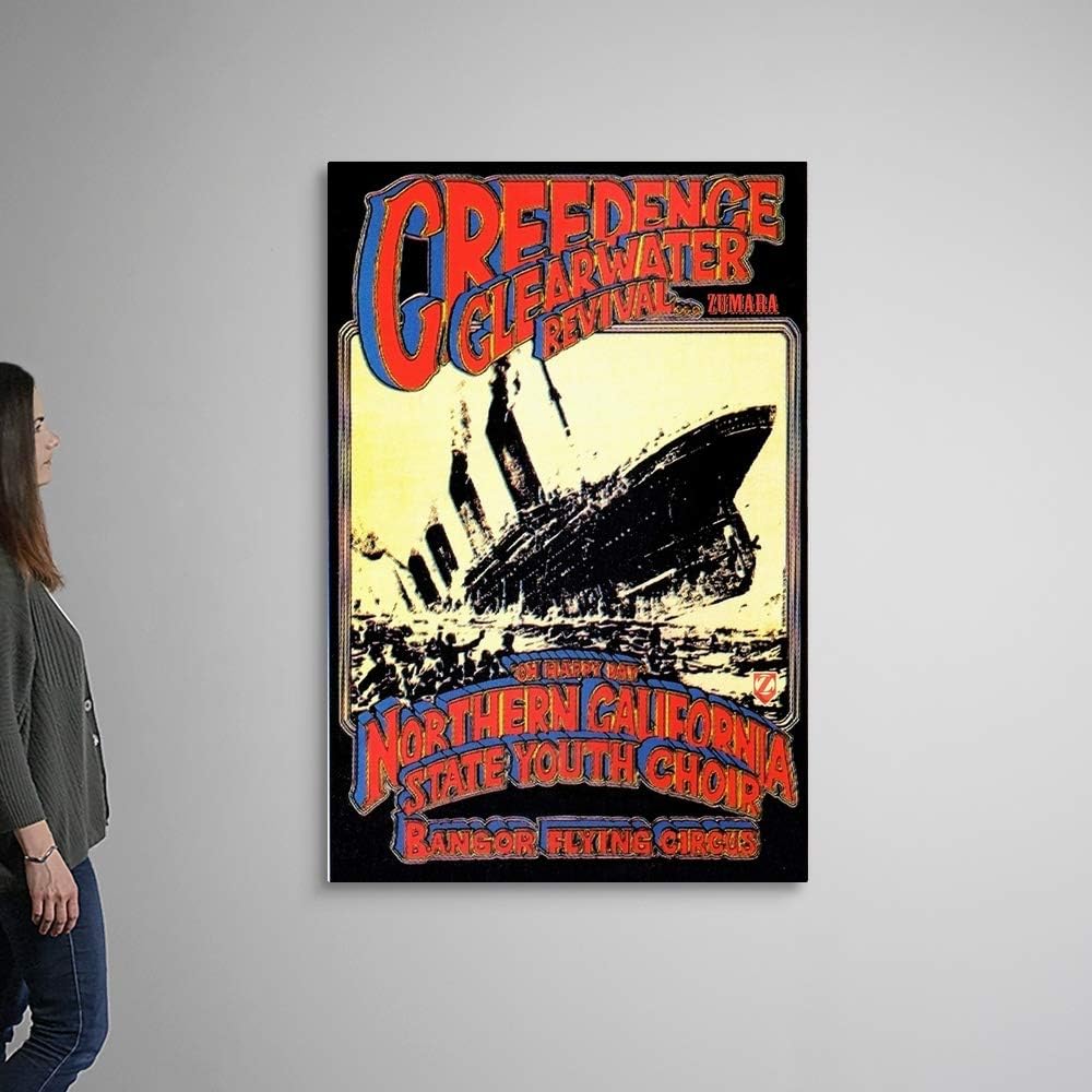 GREATBIGCANVAS Creedence Clearwater Revival Poster Canvas Wall Art Print, Classic Rock Home Decor Artwork, 40'x60'