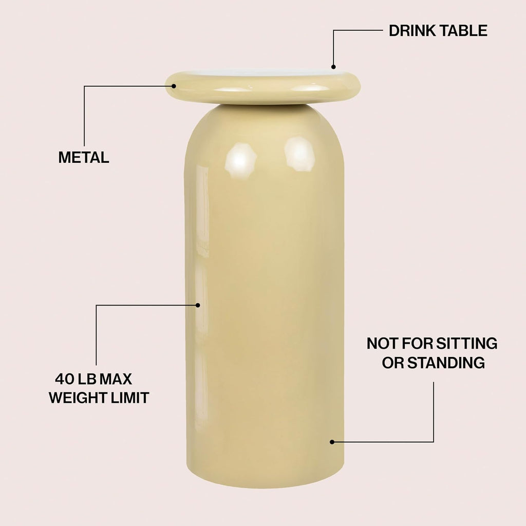 JONATHAN Y END1008C Miles 22.75' Mid-Century Modern Metal Sleek Cylinder Drink Table and Decorative End Table for Living Room, Bedroom, Office, Bathroom, Almond
