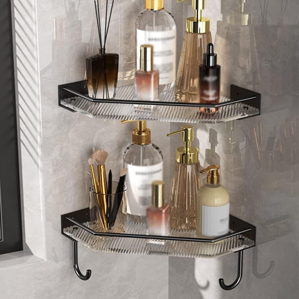 Corner Shower Caddy - Wall Mounted Acrylic Shower Shelves, Bathroom Storage Organizer for Efficient Shower Organization