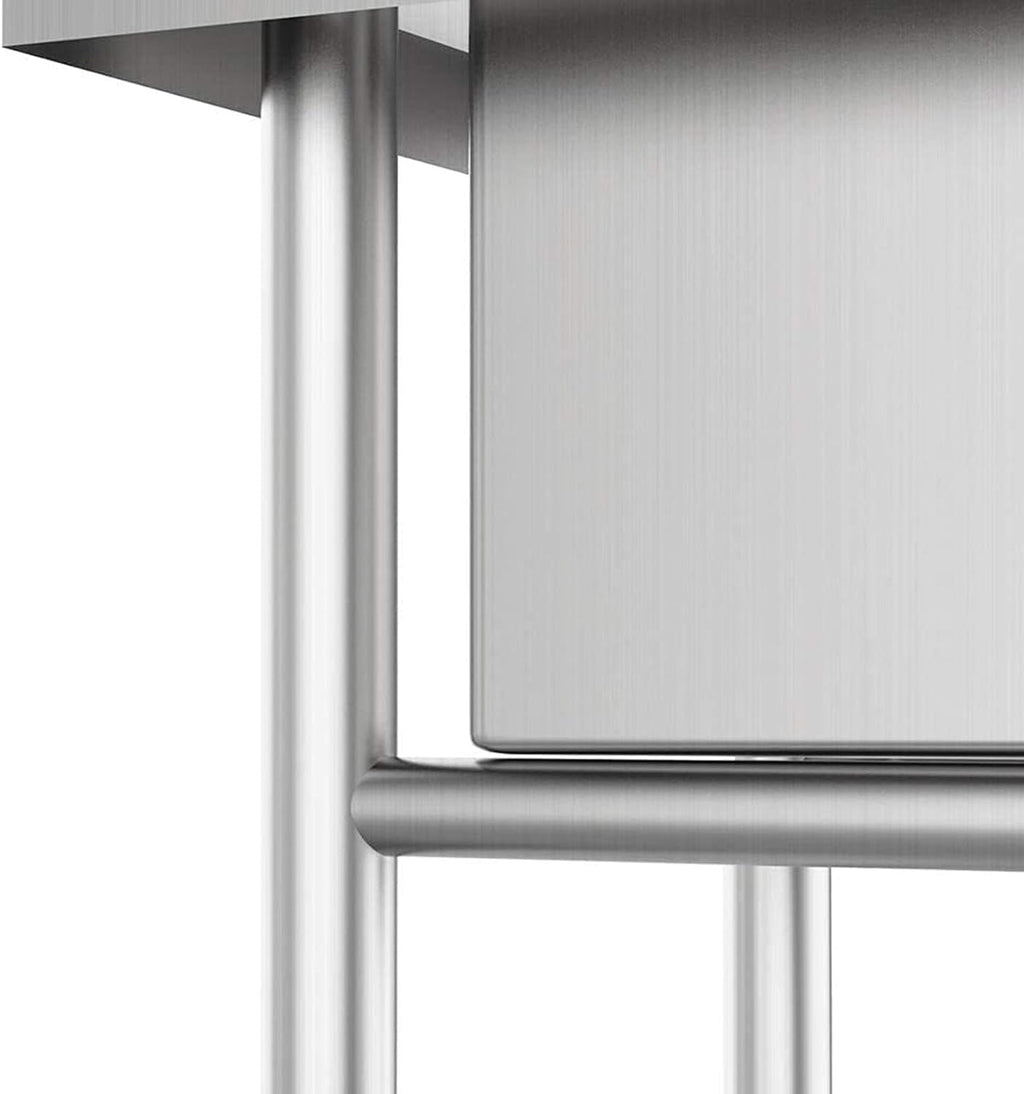 Commercial Kitchen Sink 304 Stainless Steel Free-Standing Utility Sink Set Single Bowl Sink for Garage, Restaurant, Bar, Laundry Room, Indoor Outdoor