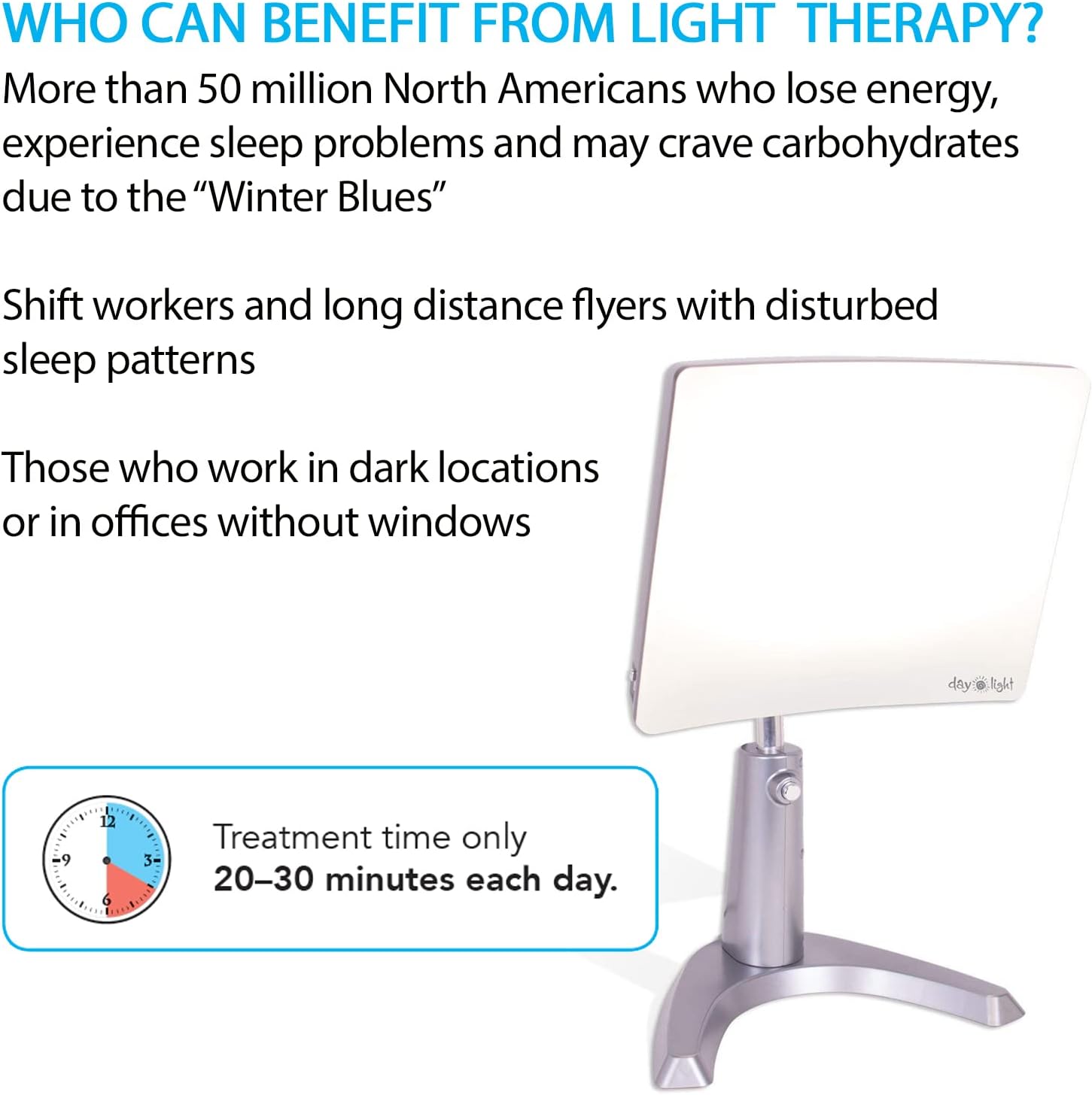 Carex Day-Light Classic Plus Sunlight Therapy Lamp - 10000 LUX Therapy Lamp at 12 Inches, LED Bright White Light with Adjustable Height and Brightness Levels for Mood, White