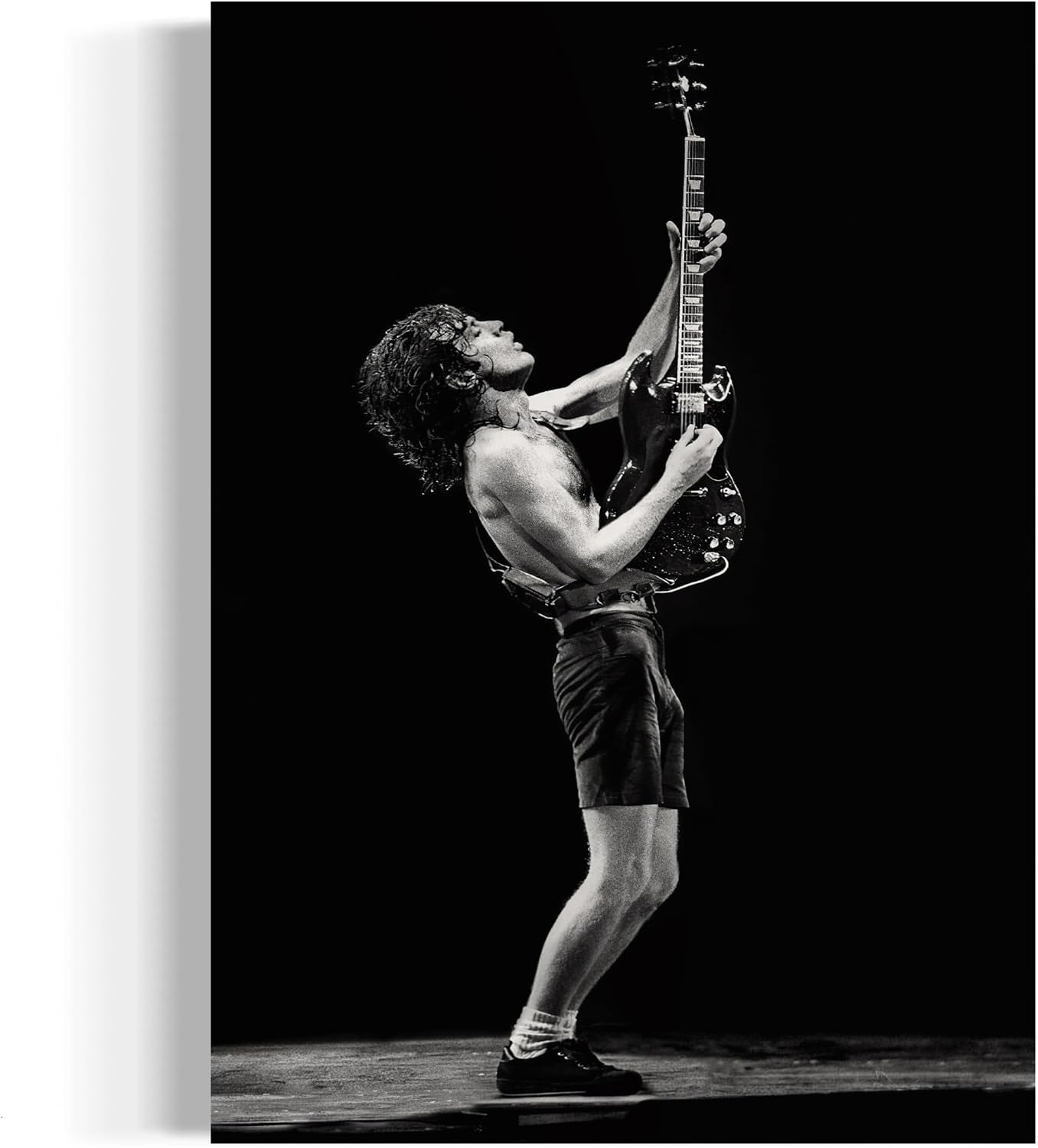 Canvastoria Angus Young AC/DC Canvas Wall Art | Classic Rock & Heavy Metal Guitarist Poster Print | Music Lover's Wall Decor for Rock Fans, Bars & Studios