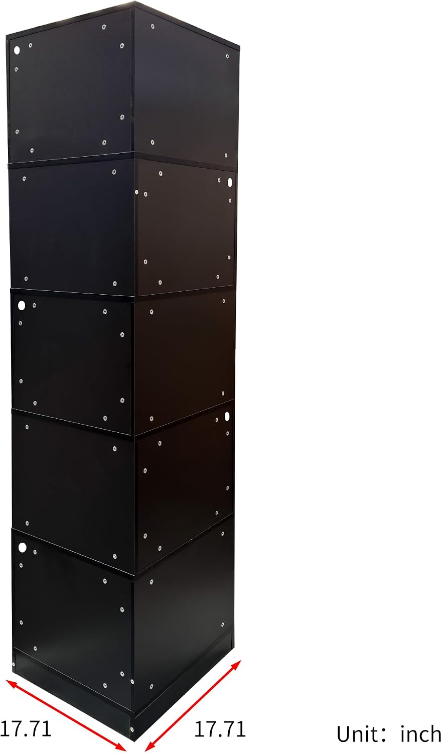 5-Tier Corner Bookshelf with LED Lights, Farmhouse Corner Shelf with Storage and Baffle, Freestanding L-Shaped Bookcase for Home Office Living Room Apartment, Black