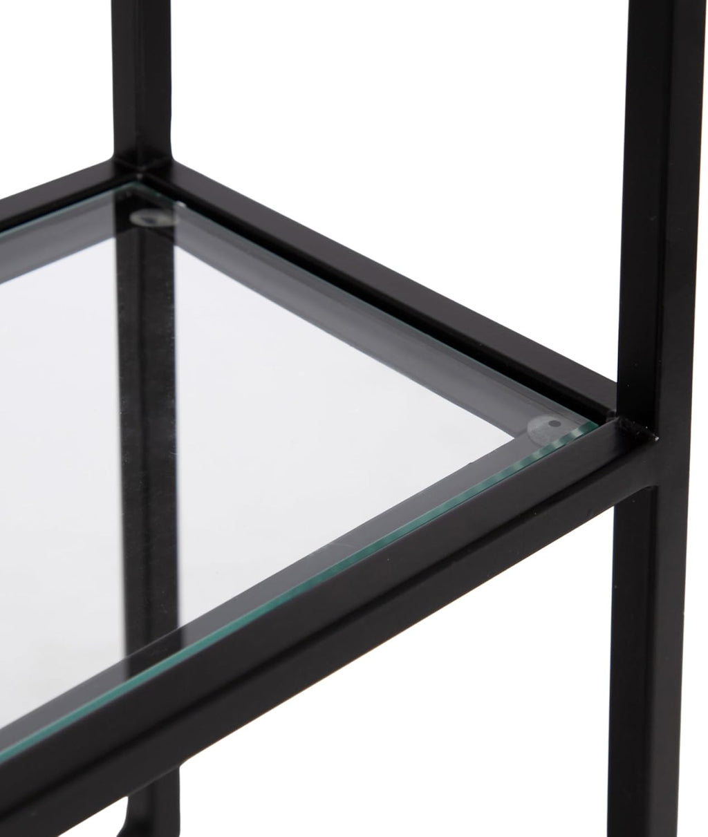 Kate and Laurel Ciel Glam Geometric Rectangular Wall Shelf; 18 x 24; Black; Decorative Shelves for Use as Over-the Toilet Storage or Bedroom Display Shelving