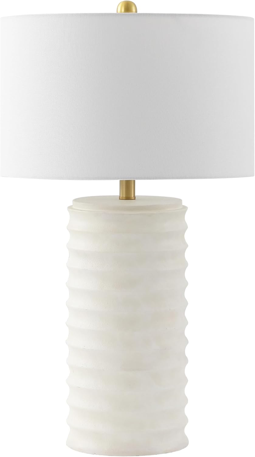 SAFAVIEH Lighting Collection – Melina Bone & White Washed Distressed 29-Inch Table Lamps, Set of 2, Rustic Farmhouse Design with LED Bulbs Included (TBL4121B-SET2)