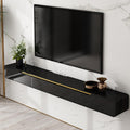 Solid Wood Floating TV Stand Wall Mounted, Black, 47.2' Wall Mounted Entertainment Center Console, Hanging tv Media Shelf for Living Room, Bedroom (DSGBLACK-A, 47.2IN)