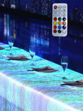 LED Table Cloth Cover - Fiber Optic Fabric Light Up Bar Disco Dinning Rectangle Tablecloth Birthday Party Wedding (White Fabric, L200*W150CM (L6.6*W4.9FT))