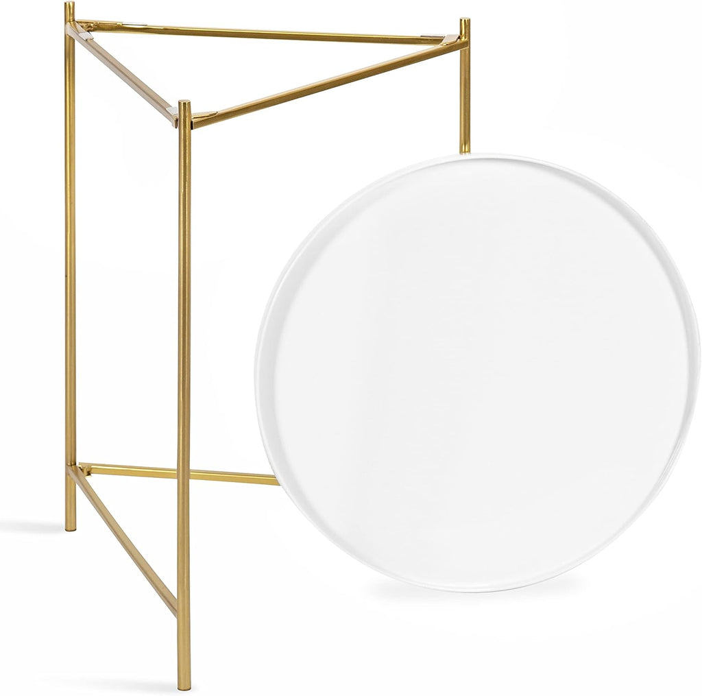 Kate and Laurel Ulani Modern Nesting Side Table, Set of 2, White and Gold, Sophisticated Glam End Tables for Storage and Display
