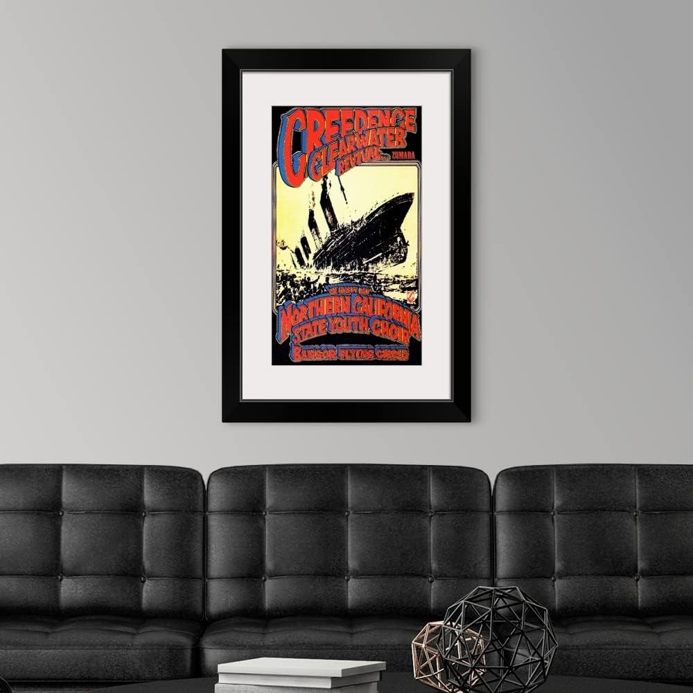 GREATBIGCANVAS Creedence Clearwater Revival Poster Black Framed Wall Art Print, Classic Rock Artwork