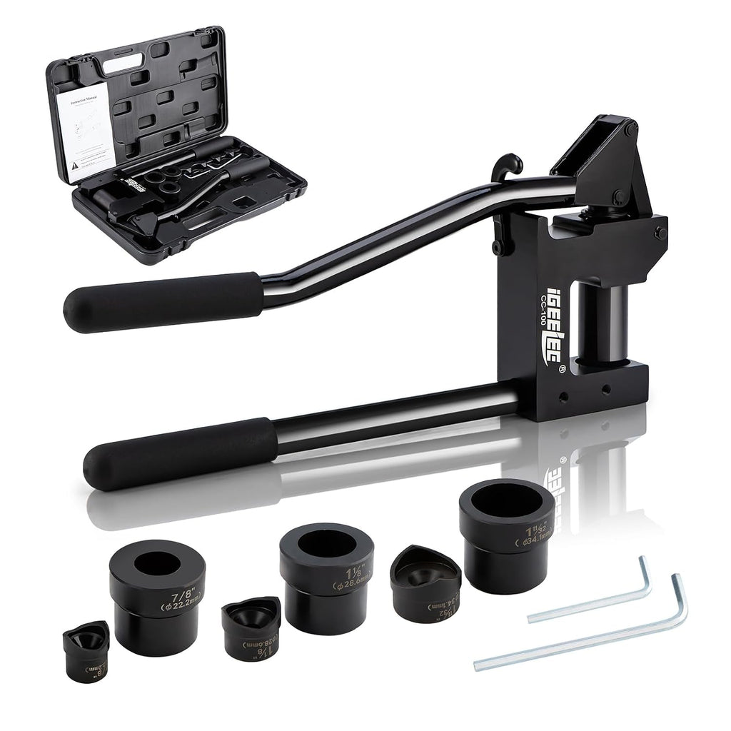 Metal Stud Punch Set for 7/8', 1-1/8', 1-11/32' - 20GA Steel, Sheet Metal Hole Punch Kit, Lever Puncher CC-100