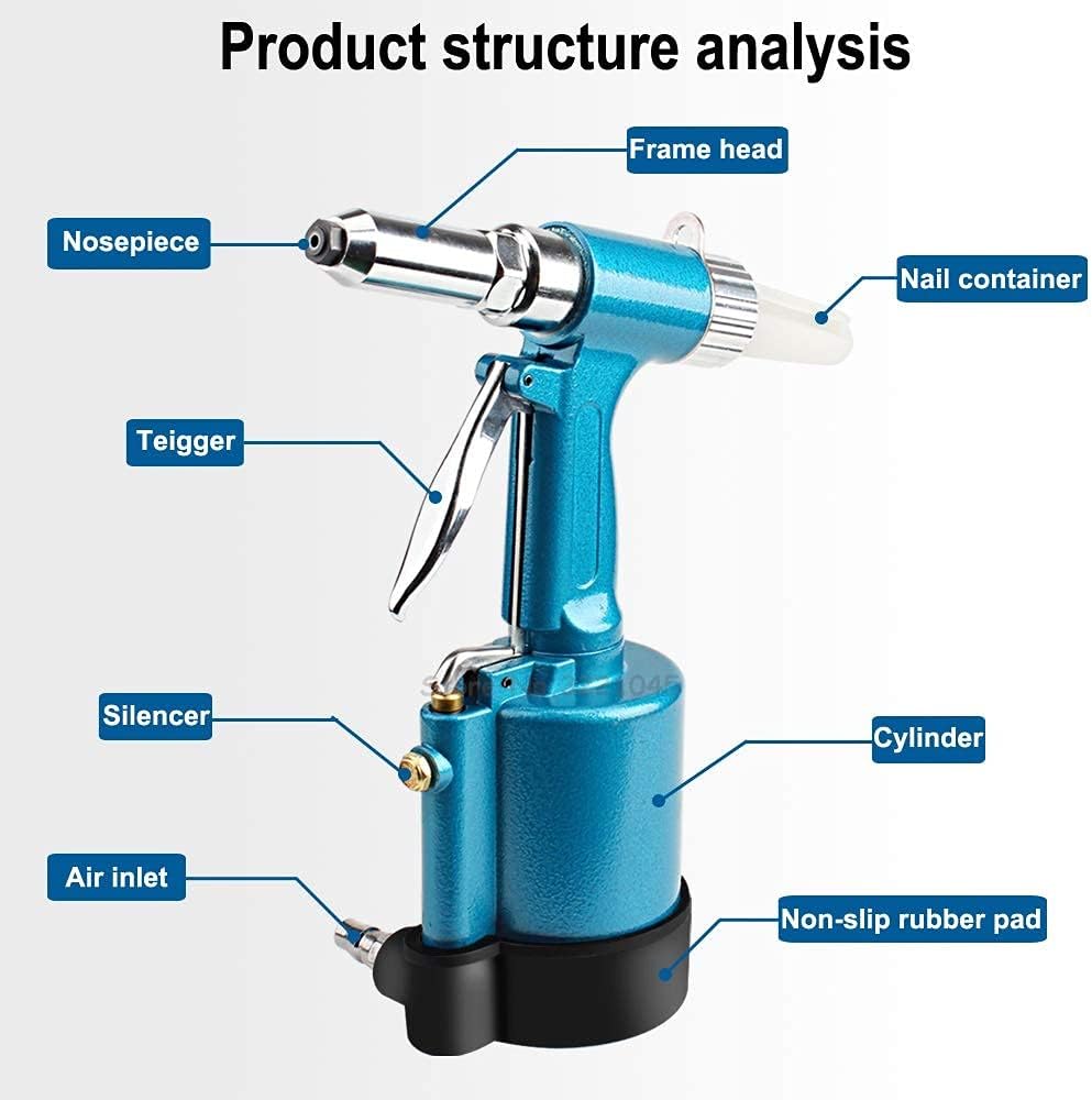 Pneumatic Blind Rivet Gun 2.4-4.8MM Heavy Duty Air Hydraulic Riveter-Professional Pop Pneumatic Riveting Gun Rivet Tool Accessories DIY