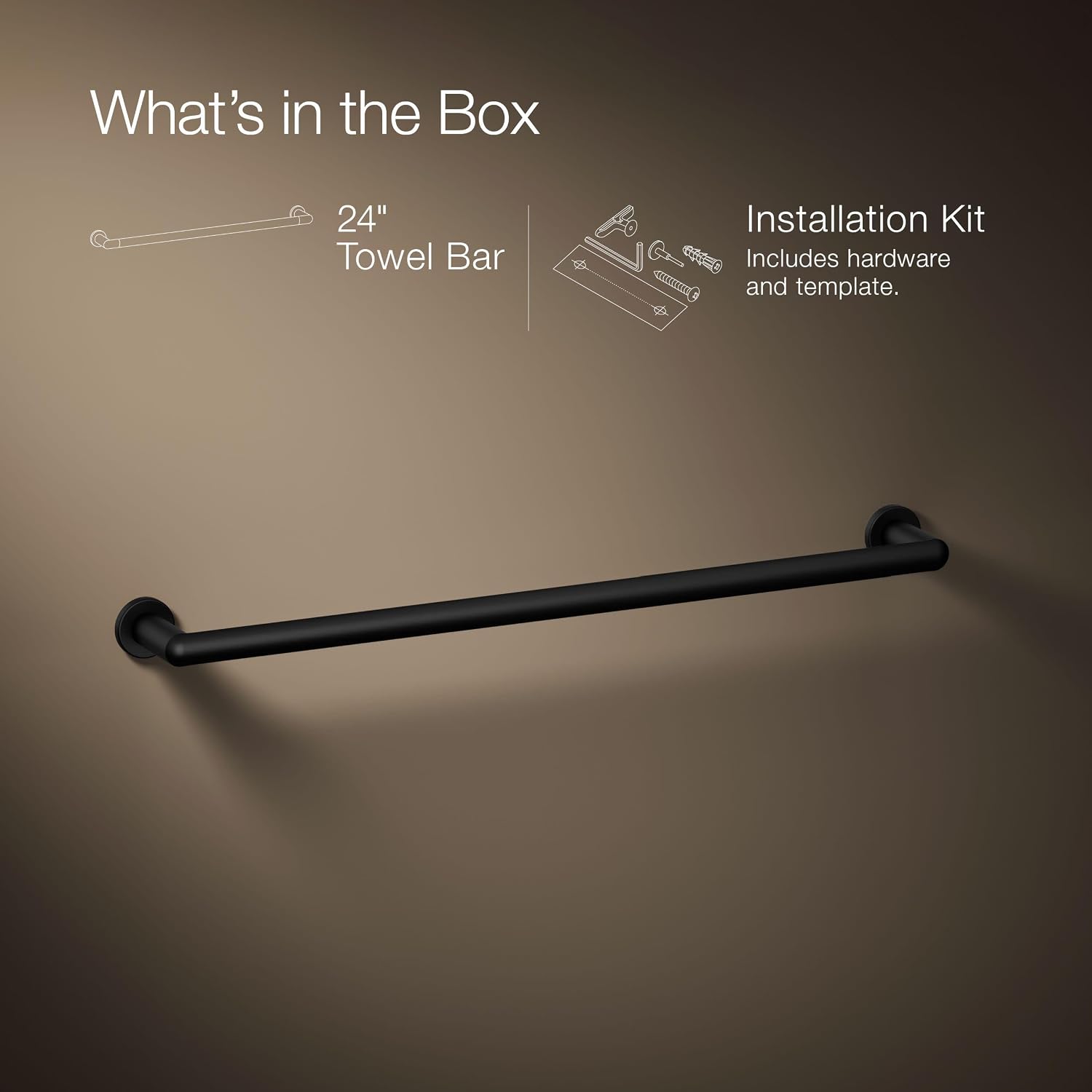 Kohler 97882-BL Kumin™ 24' Towel bar, Matte Black