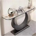 GRRICEPL Console Table with Circle Base, Slate Side Table, Living Room Sofa Side Table, Metal Frame Bedroom Bedside Table(Black-C,150X30X80 CM)
