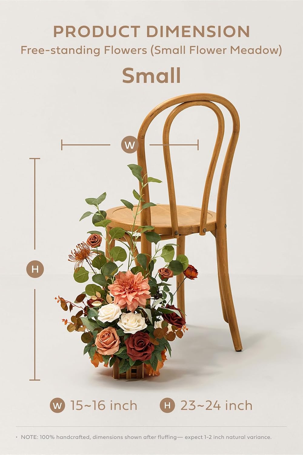 Ling's moment 17.5' Tall Standing Artificial Flowers Arrangements 4pcs Fall Wedding Aisle Runner Chair Decorations Sunset Terracotta Centerpieces Ceremony Reception Rose Floral Party Outdoor