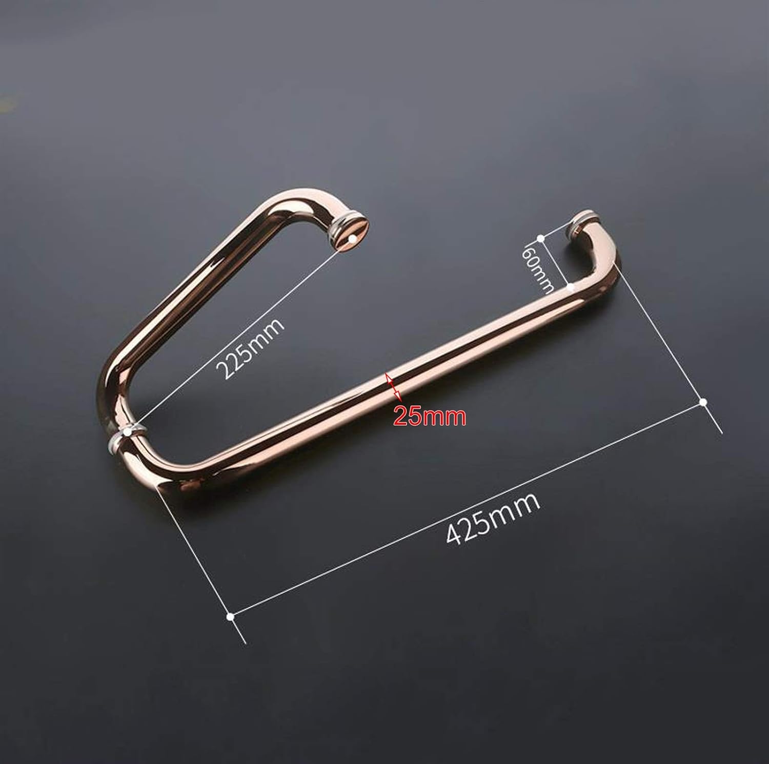 Replacement Round Shower Glass Door Handle for Shower Enclosures, Bath Single Door Handle Polished 304 Stainless Steel Pull Push Door Handle Sets, Gold