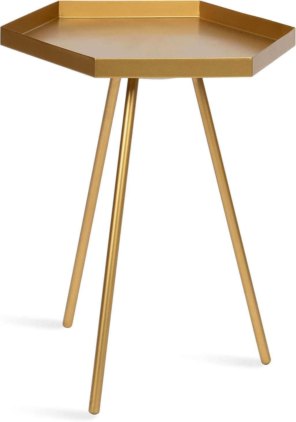 Kate and Laurel Kashvi Modern Side Table; 17 x 15 x 20; Gold; Decorative Glam Hexagon Bedroom Nightstand Table for Storage and Display