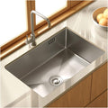 Square Brushed Single Bowl Prep Bar Sink 304 Stainless Steel Kitchen Sink with Faucet & Drain Assembly Drop in Or Undermount (Color : D-Have Faucet, Size : 75x45x21cm) (Ahave Faucet 68x45x21cm)