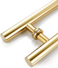 Contemporary Gold Double Side Push Bar Door Handles 120cm Round Gate Pulls for Interior Exterior Entry Door Brushed Glass Pull Handles with Mounting Screws