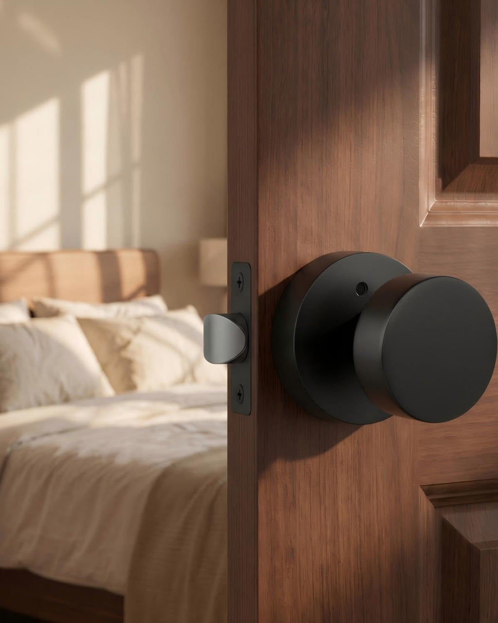Goldenwarm Black Door Knobs Interior, Zinc Alloy Matte Black Privacy Door Knob, Interior Door Knobs for Bathroom, Bedroom Door Knob, Heavy Duty Round Ball (5 Pack)