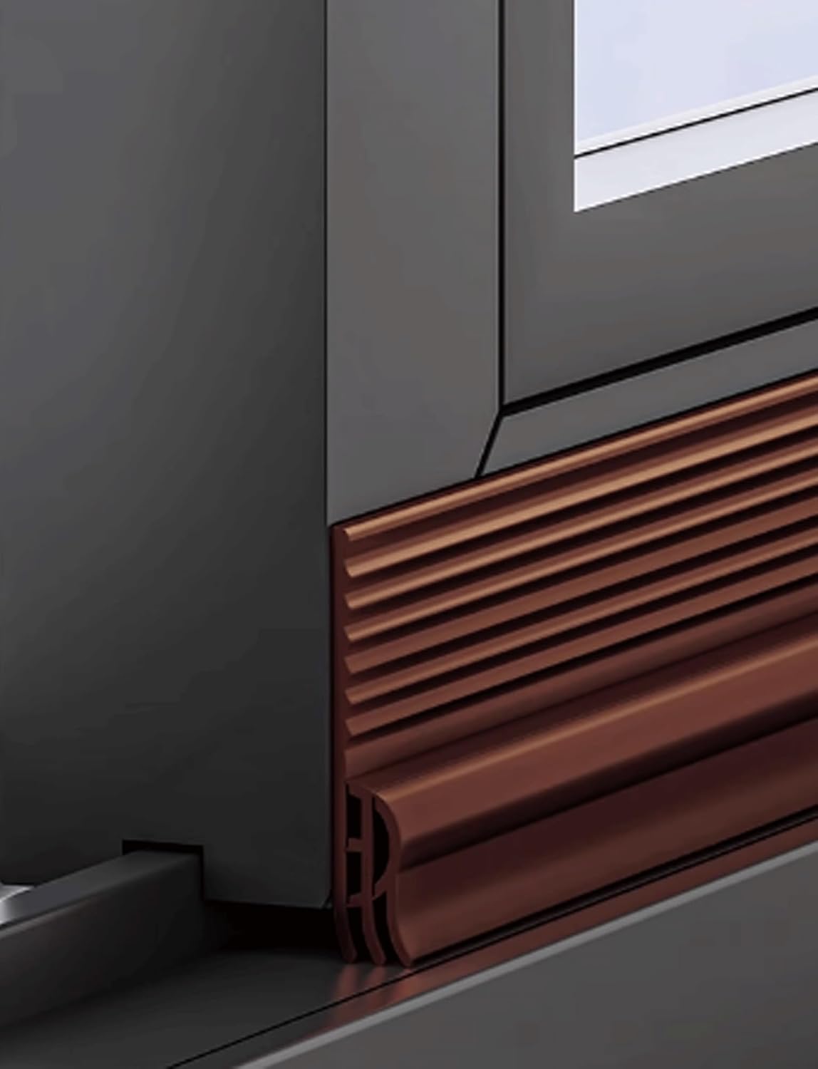 33mm Rubber Weather Stripping Door Seal, and Window Drip Cap Rain Deflector, Weather Stripping Door Draft Stopper(Brown,16meter)