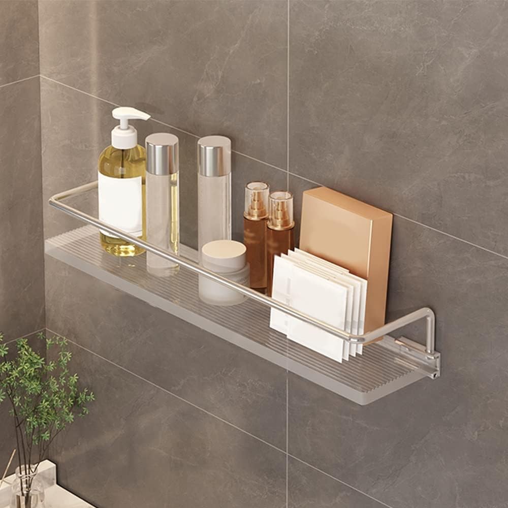Acrylic Bathroom Shelf Corner Shower Caddy Wall Mounted Floating Shelves with Towel Rack Storage Transparent Cosmetic nizer for Dressing Table Kitchen Storage Shelves/Gold 40cm