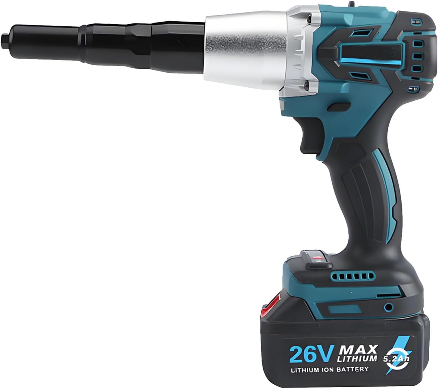 26V Cordless Electric Rivet Gun Brushless Motor - Portable Battery Pop Rivet Tool Kit, LED Light, Ergonomic Handle, Quiet No-Spark for Automotive, Construction completeset