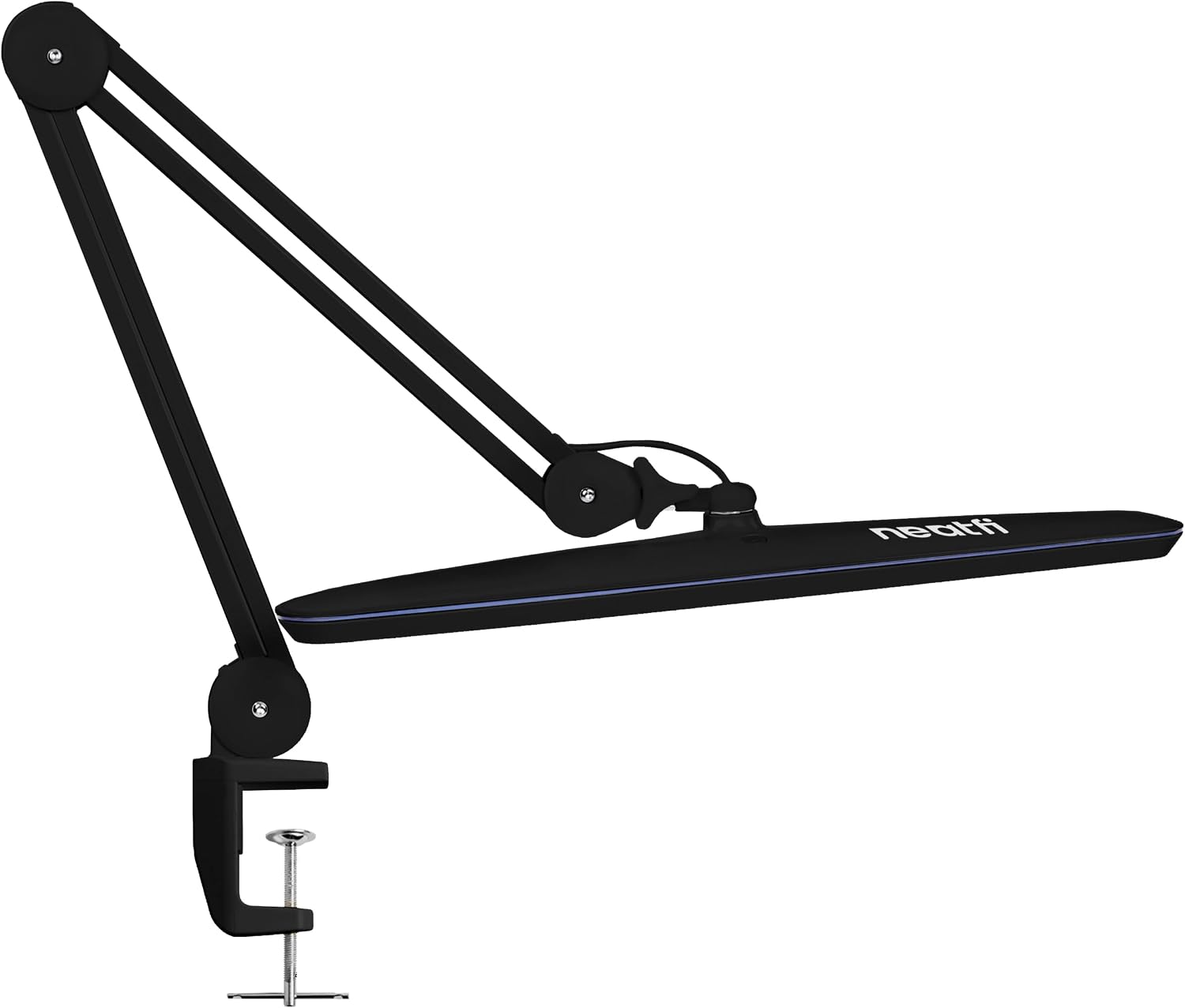 Neatfi XL 2,200 Lumens 24W LED Desk Lamp – 23' Wide Shade | Dimmable Eye-Caring Task Light | Adjustable Arm | Home Office, Study, Crafts & Nail Tech (Black, Non-CCT with Clamp)