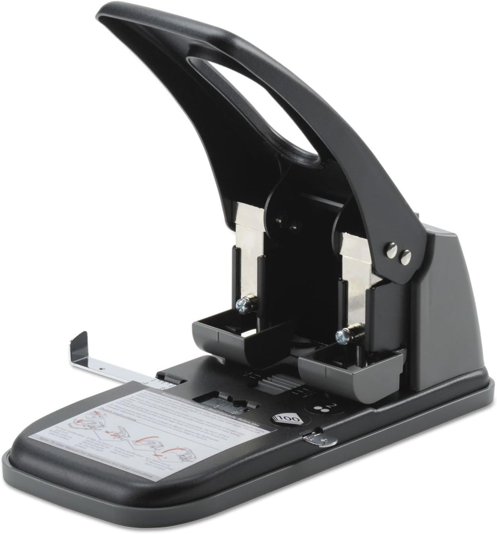 Swingline 2 Hole Punch, Hole Puncher, High Capacity, 100 Sheet Punch Capacity, Fixed Centers, Black (74190)