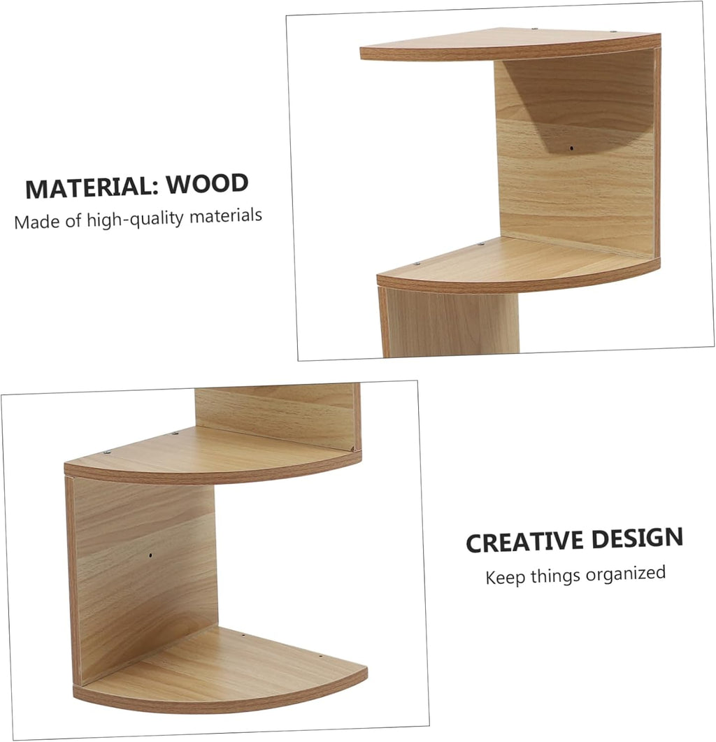 1set Creative Wooden Wall-Mounted Storage Rack Corner Shelf for Home Decor Elegant Display for Bedroom Kitchen Office and Bathroom Space-Saving Design Light Walnut Finish
