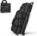Goloni 3 Ball Bowling Bag with Wheels, Rolling Bowling Roller Bag with Retractable Handle for Balls & Bowling Accessories