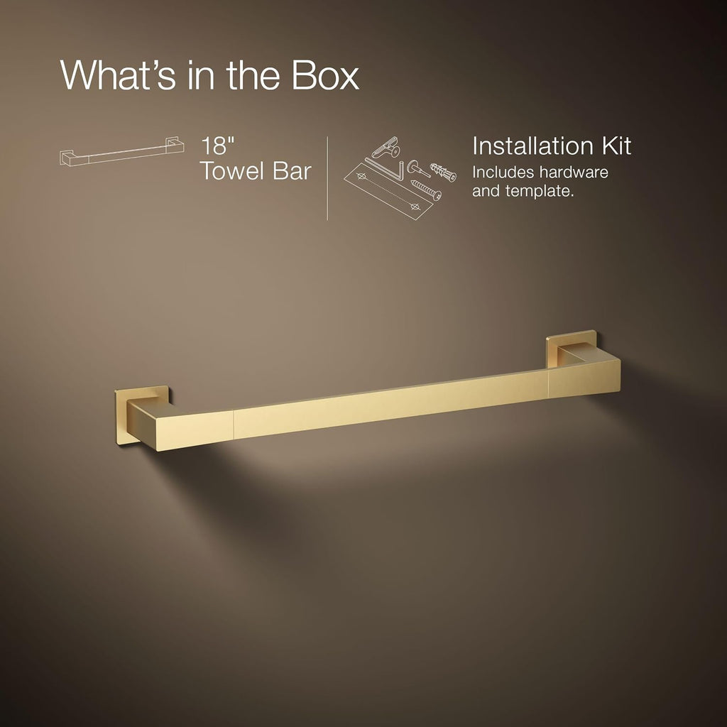Kohler 26633-2MB Honesty® 18' Towel bar, Vibrant Brushed Moderne Brass