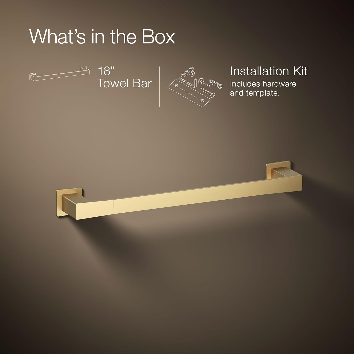Kohler 26633-2MB Honesty® 18' Towel bar, Vibrant Brushed Moderne Brass